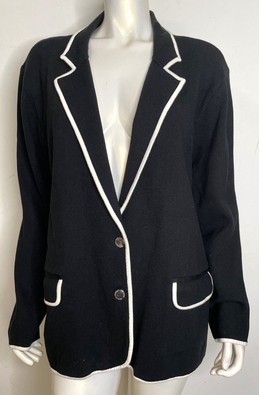 LRL Ralph Lauren Black & White Cardigan Sweater Womens 3X NWT Cotton Blend
